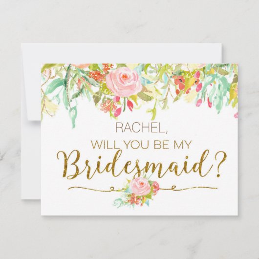 Invitation Serez-Vous Mon Bridesmaid Card Rose Garden (Devant)