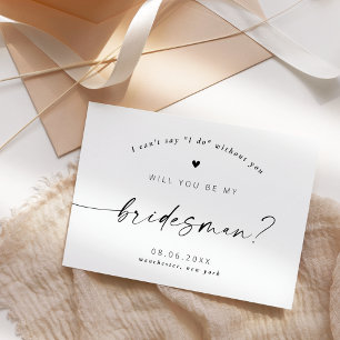 Invitation Serez-vous mon Bridesman écriture moderne élégante