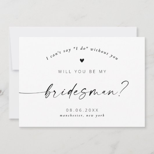 Invitation Serez-vous mon Bridesman Modern Elegant Script (Devant)