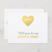 Invitation Serez-vous mon chef d'honneur modèle de coeur d'or (Devant / Derrière)