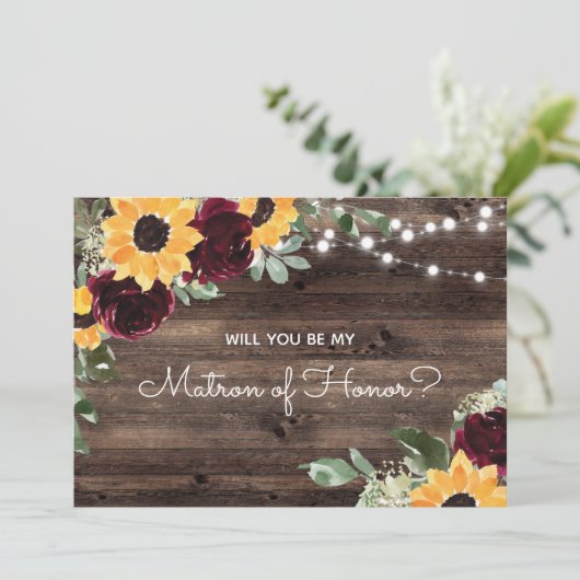 Invitation Serez-vous mon chef d'honneur Sunflower Wood (Debout devant)