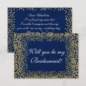 Invitation Serez-Vous Mon Confetti D'Or Bleu D'Épouse (Devant / Derrière)