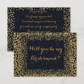 Invitation Serez-Vous Mon Confetti D'Or Noir De Femme (Devant / Derrière)