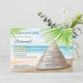 Invitation Serez-Vous Mon Coquillage De Mariage De Plage De S (Debout devant)