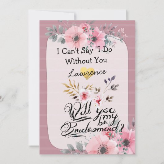 Invitation Serez-Vous Mon Épouse D'Aquarelle D'Épouse Script (Devant)