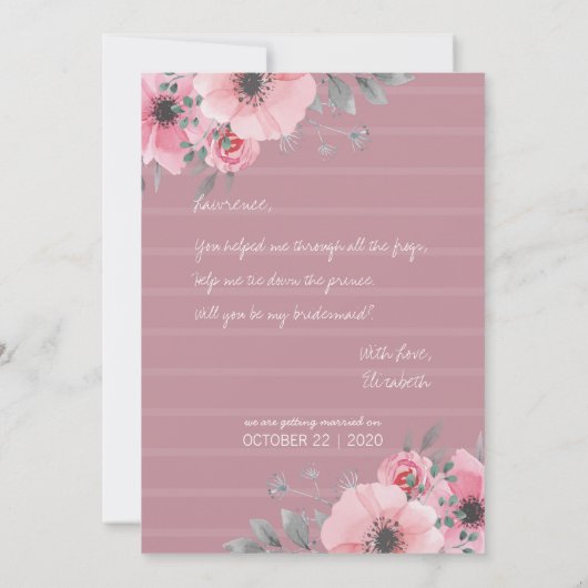 Invitation Serez-Vous Mon Épouse D'Aquarelle D'Épouse Script  (Dos)