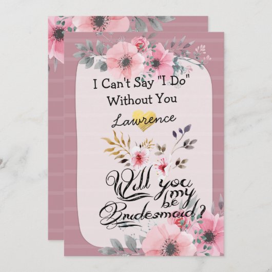 Invitation Serez-Vous Mon Épouse D'Aquarelle D'Épouse Script (Devant / Derrière)