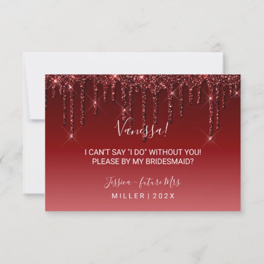 Invitation Serez-Vous Mon Épouse Fab Parties scintillant Roug (Dos)