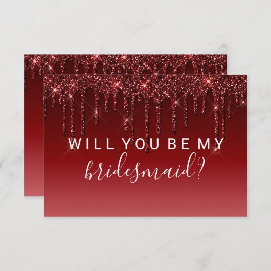 Invitation Serez-Vous Mon Épouse Fab Parties scintillant Roug (Devant / Derrière)