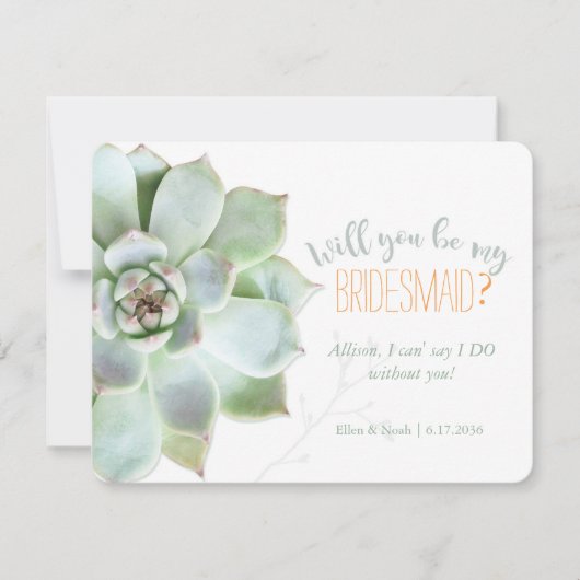 Invitation Serez-Vous Mon Épouse Mariage Succulent (Devant)