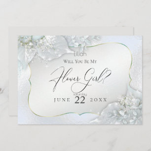Invitation Serez-Vous Mon Flower Icy Blue Shimmer