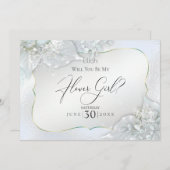 Invitation Serez-Vous Mon Flower Icy Blue Shimmer (Devant / Derrière)