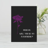 Invitation Serez-Vous Mon Flowgirl Purple Rose Mariage (Debout devant)