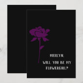 Invitation Serez-Vous Mon Flowgirl Purple Rose Mariage (Devant / Derrière)