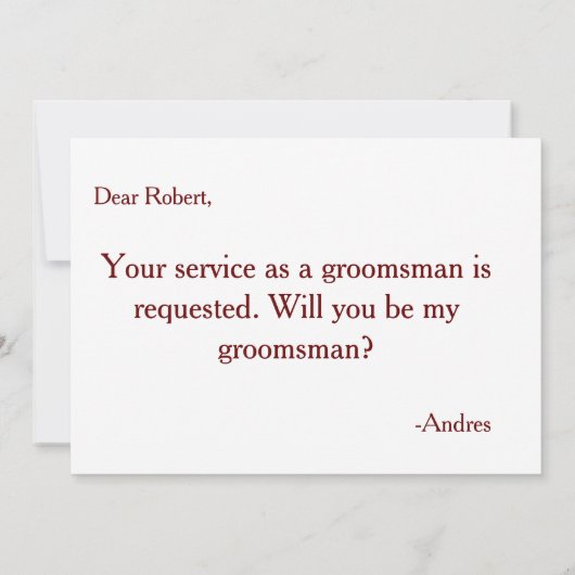 Invitation Serez-vous mon Groomsman ? (Dos)