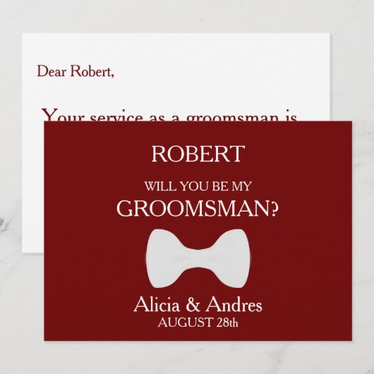 Invitation Serez-vous mon Groomsman ? (Devant / Derrière)