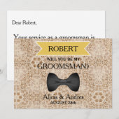 Invitation Serez-vous mon Groomsman avec Bow ? (Devant / Derrière)