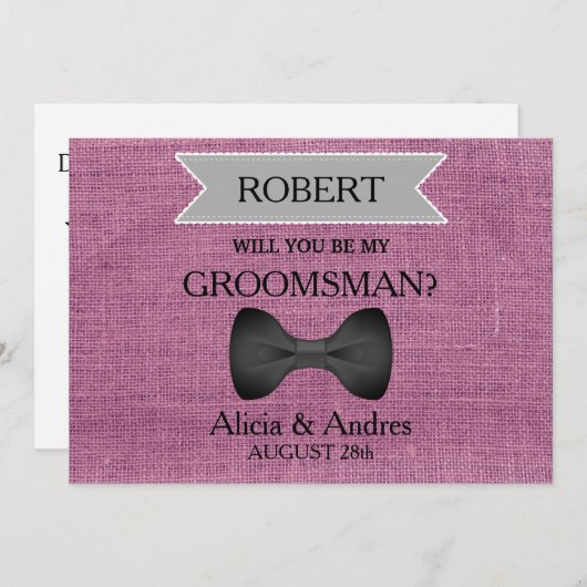Invitation Serez-vous mon Groomsman avec Bow ? (Devant / Derrière)