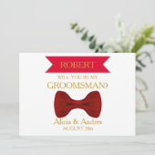 Invitation Serez-vous mon Groomsman ? avec Gold Bow (Debout devant)