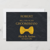 Invitation Serez-vous mon Groomsman avec Gold Bow ? (Devant)