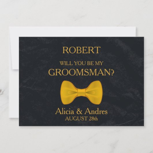 Invitation Serez-vous mon Groomsman avec Gold Bow ? (Devant)