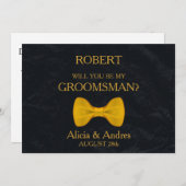 Invitation Serez-vous mon Groomsman avec Gold Bow ? (Devant / Derrière)