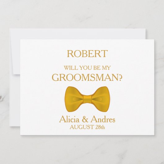 Invitation Serez-vous mon Groomsman avec Gold Bow ? (Devant)