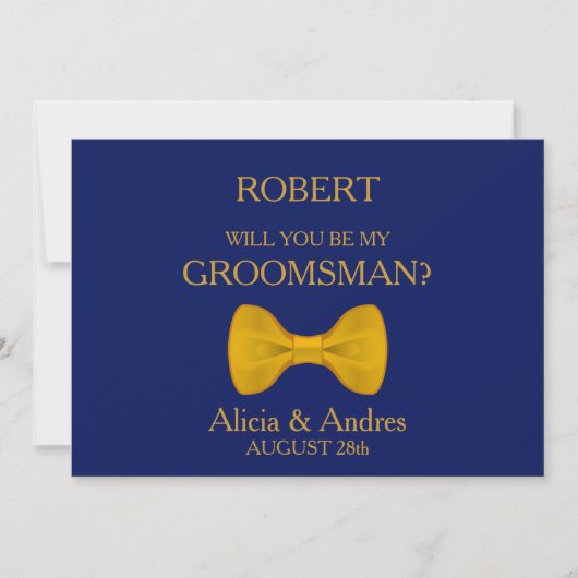 Invitation Serez-vous mon Groomsman avec Gold Bow ? (Devant)