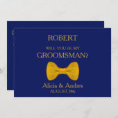 Invitation Serez-vous mon Groomsman avec Gold Bow ? (Devant / Derrière)
