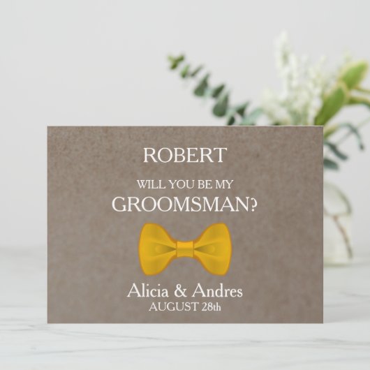 Invitation Serez-vous mon Groomsman avec Gold Bow ? (Debout devant)