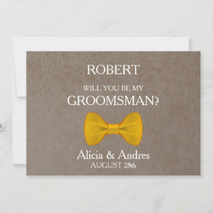 Invitation Serez-vous mon Groomsman avec Gold Bow ?