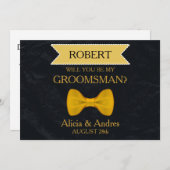 Invitation Serez-vous mon Groomsman avec Gold Bow ? (Devant / Derrière)