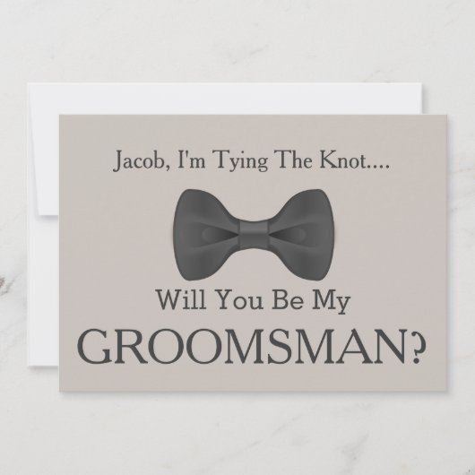 Invitation Serez-vous mon Groomsman avec Grey Bow ? (Devant)
