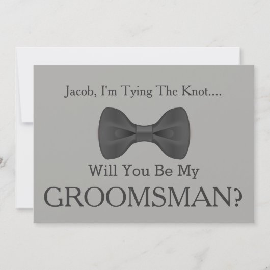 Invitation Serez-vous mon Groomsman avec Grey Bow (Devant)