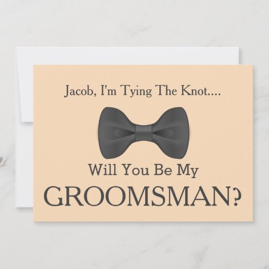 Invitation Serez-vous mon Groomsman avec Grey Bow (Devant)