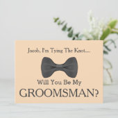 Invitation Serez-vous mon Groomsman avec Grey Bow (Debout devant)