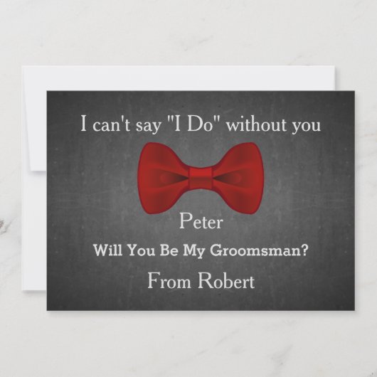 Invitation Serez-Vous Mon Groomsman Black Chalboard Bow ? (Devant)