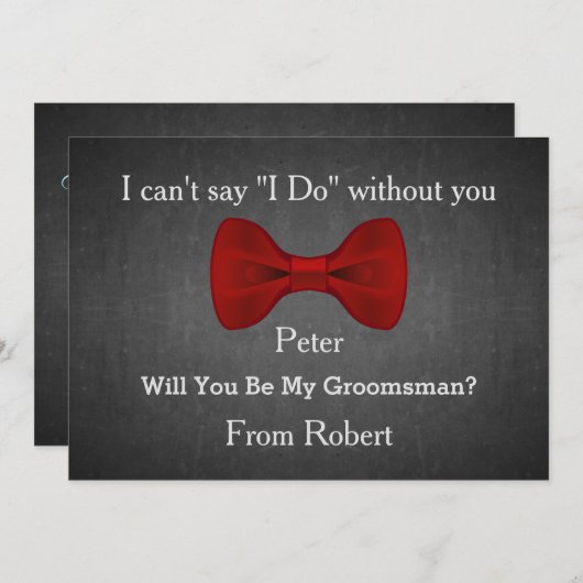 Invitation Serez-Vous Mon Groomsman Black Chalboard Bow ? (Devant / Derrière)