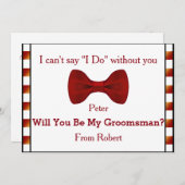 Invitation Serez-Vous Mon Groomsman Black Chalboard Red Bow (Devant / Derrière)