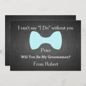 Invitation Serez-Vous Mon Groomsman Black Chalk Board Bow (Devant / Derrière)