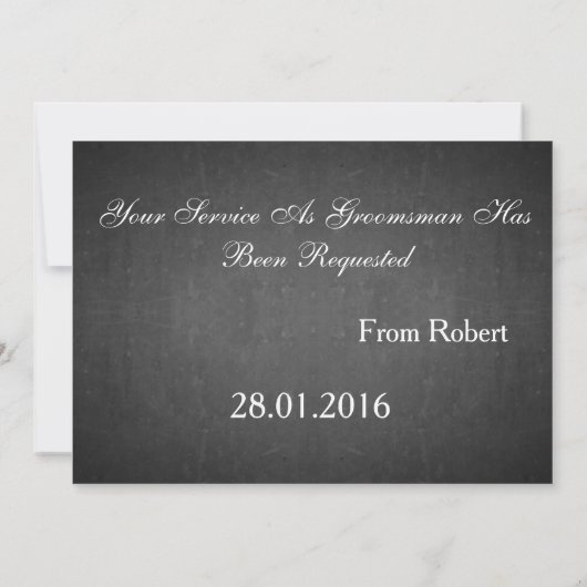 Invitation Serez-Vous Mon Groomsman Black Chalk Board Red Cra (Dos)