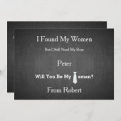 Invitation Serez-Vous Mon Groomsman Black Chalk Board Red Cra (Devant / Derrière)