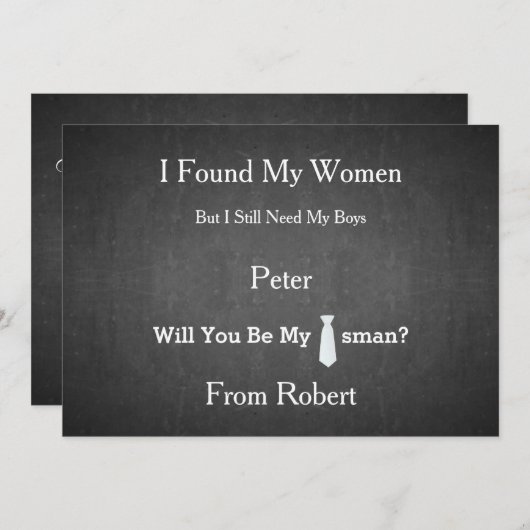 Invitation Serez-Vous Mon Groomsman Black Chalk Board Red Cra (Devant / Derrière)