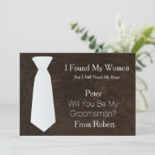 Invitation Serez-Vous Mon Groomsman blanc & noir Cravate Invi (Debout devant)