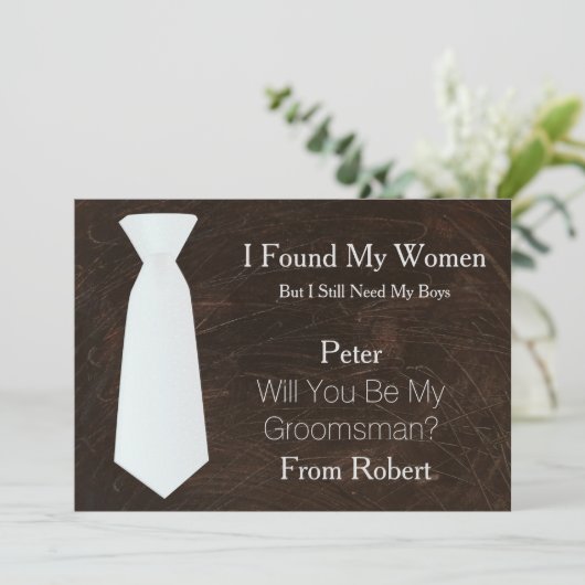 Invitation Serez-Vous Mon Groomsman blanc & noir Cravate Invi (Debout devant)