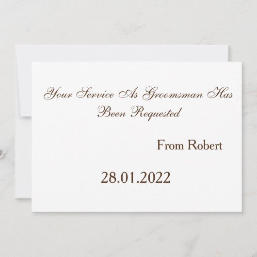 Invitation Serez-Vous Mon Groomsman blanc & noir Cravate Invi (Dos)