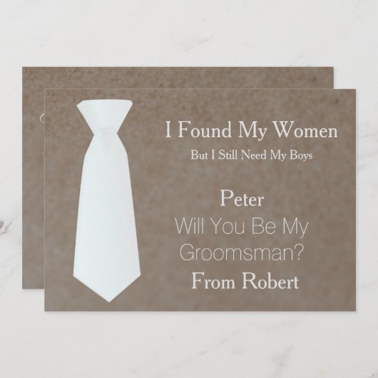 Invitation Serez-Vous Mon Groomsman Cravate blanche et noire (Devant / Derrière)