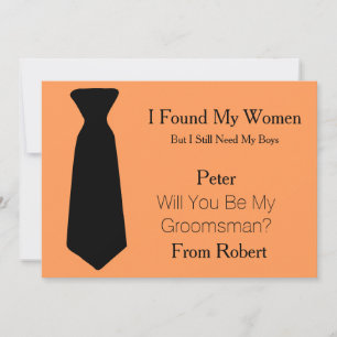 Invitation Serez-Vous Mon Groomsman Cravate blanche et noire