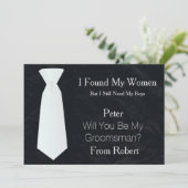 Invitation Serez-Vous Mon Groomsman Cravate blanche et noire (Debout devant)