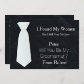 Invitation Serez-Vous Mon Groomsman Cravate blanche et noire (Devant / Derrière)